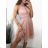 Šaty společenské tylové krátké bez rukávu dámské (S/M ONE SIZE) ITALSKÁ MÓDA IMM239097 S/M Old-pink
