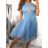 Šaty společenské tylové krátké bez rukávu dámské (S/M ONE SIZE) ITALSKÁ MÓDA IMM239097 S/M Old-pink