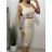 Women's Sleeveless Top and Skirt Set (S/M ONE SIZE) ITALIAN FASHION IMPGM235248/DUR S/M Beige
