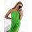 Women's Long Flared Dress Carmen Shoulders (S / M ONE SIZE) ITALIAN FASHION IMWA221622 M / L Neon green