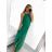 Women's Long Flared Dress Carmen Shoulders (S / M ONE SIZE) ITALIAN FASHION IMWA221622 M / L Neon green
