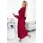 414-9 KLARA pleated dress with a belt and a neckline - Burgundy color