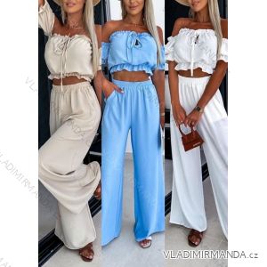 Women's Carmen Summer Pants and Crop Top Set (S/M ONE SIZE) ITALIAN FASHION IMWKK231872