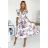 466-1 GABRIELLA dress with frill, neckline and binding - white with burgundy roses