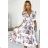 466-1 GABRIELLA dress with frill, neckline and binding - white with burgundy roses