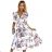 466-1 GABRIELLA dress with frill, neckline and binding - white with burgundy roses