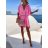 Women's Summer Short Sleeve Dress (S/M/L ONE SIZE) ITALIAN FASHION IMD22557/DRwhite