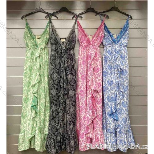 Long summer dress with straps for women (S/M ONE SIZE) ITALIAN FASHION IMWGS232021