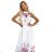 456-2 ESTER Pleated satin maxi dress - white with pink flowers