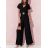 Women's Long Elegant Short Sleeve Jumpsuit (S/M ONE SIZE) ITALIAN FASHION IMWE232090