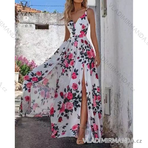 Long summer dress with straps for women (S/M ONE SIZE) ITALIAN FASHION IMWE232110
