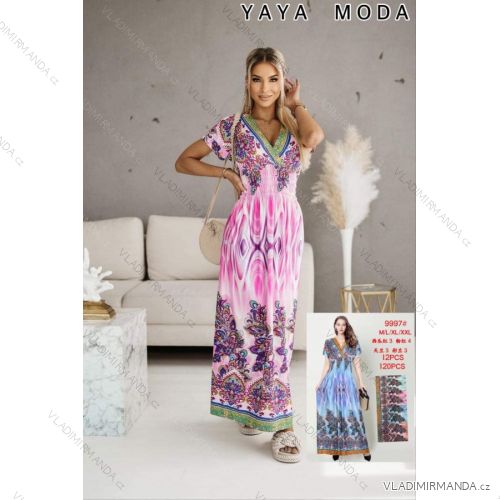 Women's long summer icecool short sleeve dress (M/L-XL/XXL) ITALIAN FASHION IMB239997