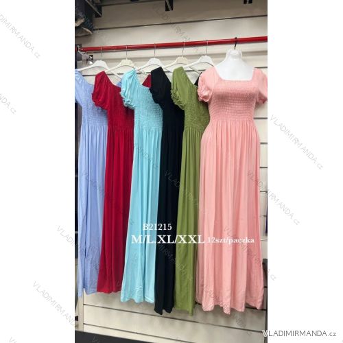Women's Long Chiffon Short Sleeve Dress (S/M ONE SIZE) ITALIAN FASHION IMWGS231048