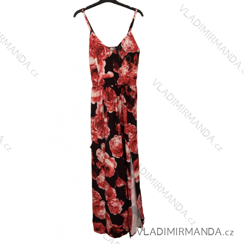 Women's long chiffon summer dress (S / M ONE SIZE) ITALIAN FASHION IMWB222509 S/M black
