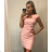 Šaty pouzdrové společenské elegantní bez rukávů dámské (S-2XL) ITALSKÁ MÓDA IMM211077A S light pink