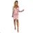 477-1 Satin dress with an envelope neckline and long sleeves - dirty pink