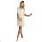 454-3 GRETA dress with lace and gold belt - Beige