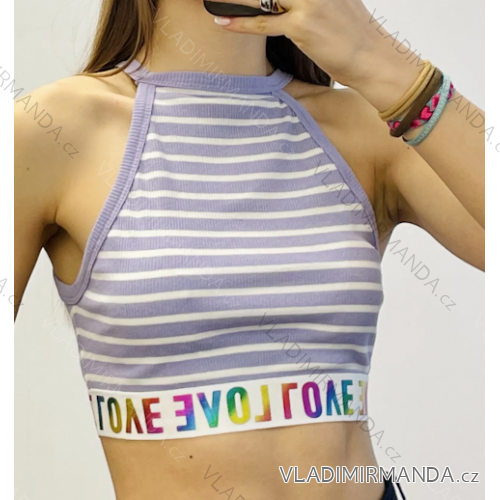 Women's Stripe Sleeveless Crtop Top (S/M ONE SIZE) ITALIAN FASHION IMPDY23HB1229