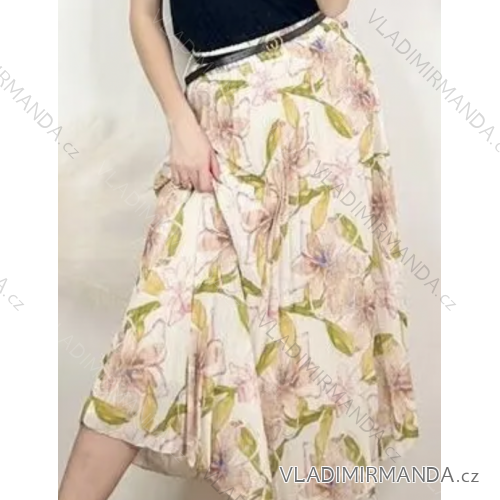 Women's Belted Pleated Long Skirt (S/M ONE SIZE) ITALIAN FASHION IMPDY23XBSL3210/LS18685