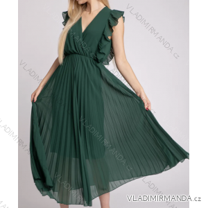 Women's Long Elegant Pleated Sleeveless Dress (S/M ONE SIZE) ITALIAN FASHION IMPDY23HFA20116