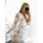 Women's Long Chiffon Short Sleeve Dress (S/M ONE SIZE) ITALIAN FASHION IMWGS231048 S/M white