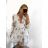 Women's Long Chiffon Short Sleeve Dress (S/M ONE SIZE) ITALIAN FASHION IMWGS231048 S/M white