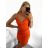 Women's Long Chiffon Short Sleeve Dress (S/M ONE SIZE) ITALIAN FASHION IMWGS231048 S/M oranžová