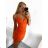 Women's Long Chiffon Short Sleeve Dress (S/M ONE SIZE) ITALIAN FASHION IMWGS231048 S/M oranžová
