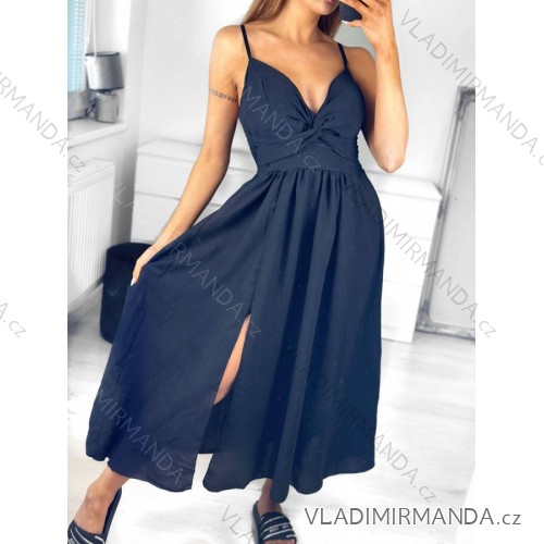 Satin Women's Long Summer Strapless Dress (S / M / L ONE SIZE) ITALIAN FASHION IMM22694 S/M black