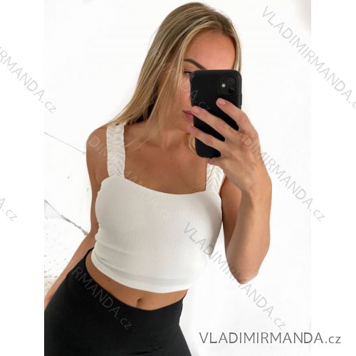 Croptop letní na ramínka dámský (S/M ONE SIZE) ITALSKÁ MÓDA IMPLS2321621 S/M white