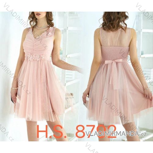 Šaty elegantní krátké bez rukávu společenské dámské (S/M ONE SIZE) ITALSKÁ MÓDA IMM22Q52233