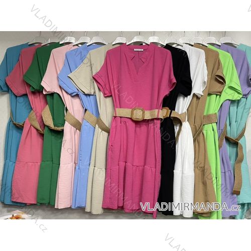 Women's Long Chiffon Short Sleeve Dress (S/M ONE SIZE) ITALIAN FASHION IMWGS231048