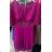 Women's Lace Cotton Short Sleeve Dress (S/M ONE SIZE) ITALIAN FASHION IMM23M7267
