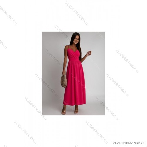 Women's Plus Size (42-46) Long Elegant Party Sleeveless Dress POLISH FASHION PMLBC23265-10 S/M dark pink