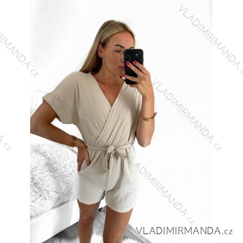 Women's short summer short sleeve overall (S/M ONE SIZE) ITALIAN FASHION IMM23M13226/DU S/M beige