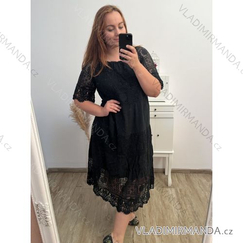 Women's Plus Size Long Short Sleeve Dress (2XL/3XL/4XL ONE SIZE) ITALIAN FASHION IMWA231189