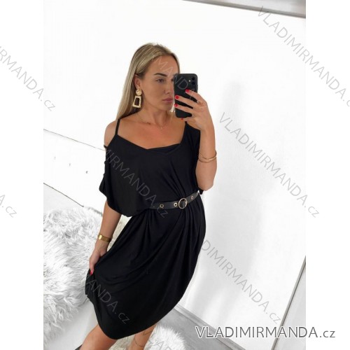 Shirt extended 3/4 long sleeve women's (L/XL/2XL ONE SIZE) ITALIAN FASHION IM423025 4XL / 5XL black