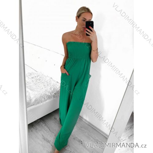 Overal dlouhý se žabičkováním na ramínka dámský (S/M ONE SIZE) ITALSKÁ MÓDA IMWA236511 S/M Green