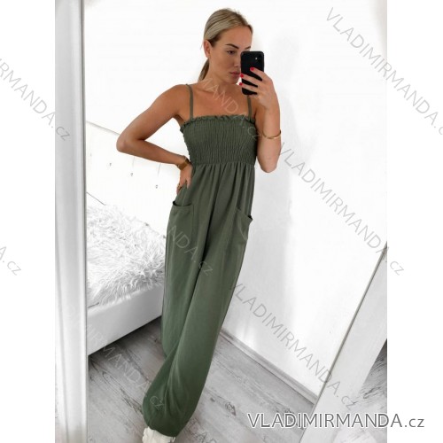 Women's Strappy Long Jumpsuit (S/M ONE SIZE) ITALIAN FASHION IMWA236511/DU S/M Khaki