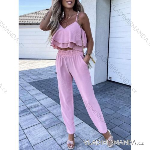 Summer elegant pants set and women's top (S / M ONE SIZE) ITALIAN FASHION IMWG221626