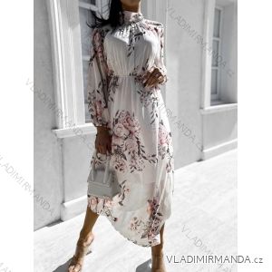 Long Elegant Chiffon Long Sleeve Women's Flower Dress (S/M ONE SIZE) ITALIAN FASHION IMWGB232312