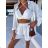 Women's Summer Shirt, Top and Shorts Set (S/M ONE SIZE) ITALIAN FASHION IMWGB232313