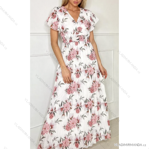 Women's Long Summer Short Sleeve Dress (S/M ONE SIZE) ITALIAN FASHION IMPBB2320203s