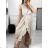 Women's Long Party Pleated Sleeveless Dress (S/M ONE SIZE) ITALIAN FASHION IMPMD236328 S/M béžová