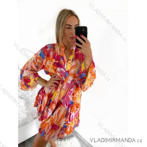 Summer Oversize Long Sleeve Women's Plus Size Shirt Dress (S/M/L/XL/2XL ONE SIZE) ITALIAN FASHION IM8239802-4/DR