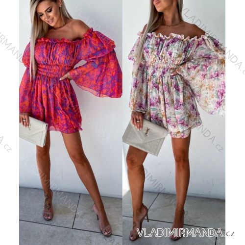 Women's Long Chiffon Short Sleeve Dress (S/M ONE SIZE) ITALIAN FASHION IMWGS231048