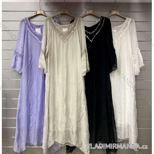 Women's Long Chiffon Short Sleeve Dress (S/M ONE SIZE) ITALIAN FASHION IMWGS231048