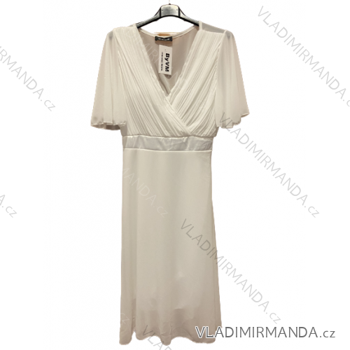 Women's Long Knitted Turtleneck Short Sleeve Dress (S/M ONE SIZE) ITALIAN FASHION IMM229012ZO