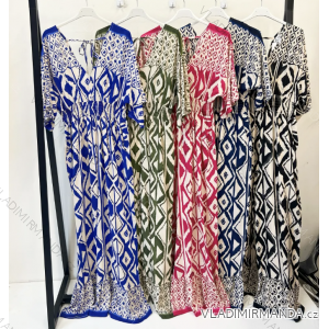 Women's Long Summer Short Sleeve Dress (S/M ONE SIZE) ITALIAN FASHION IMPEM23VA661