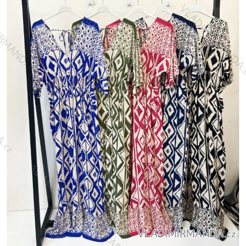 Women's Long Summer Short Sleeve Dress (S/M ONE SIZE) ITALIAN FASHION IMPEM23VA661